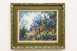 Forest Cabin Vintage Original Acrylic Painting, Blouin 28" #48333