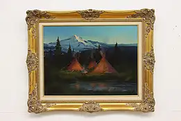 Native American Tepees Vintage Original Painting Bailey 31" #48331