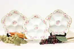 Set of 3 Antique French Limoges Elite Oyster Plates, Roses #48291