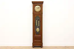 Art Deco Antique German Oak & Burl Tall Case Clock, Mauthe #46350