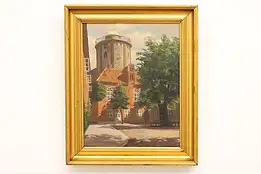 Copenhagen Round Tower Vintage Oil Painting Svendsen 23.5" #48853