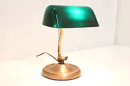 Emerald Office or Banker Antique Desk Lamp, Chips, Verdelite #42100