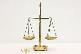 Victorian English Antique Brass Balance Scale w/ Weights #47887