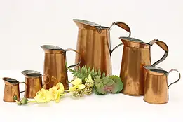 Set of 6 Farmhouse Antique Copper Kitchen or Bar Measures #46627