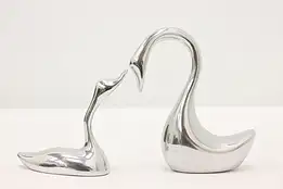 Hoselton Vintage Aluminum Mother Swan & Baby Sculptures #47952