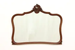 French Antique Carved Mahogany Hall or Bedroom Wall Mirror #48546