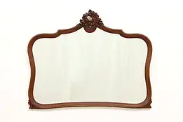 French Antique Carved Mahogany Hall or Bedroom Wall Mirror #48546