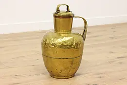 Farmhouse Antique Large Brass Urn, Jug, or Planter w/ Lid #48782