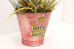 Farmhouse Antique Painted Iron Water Bucket, Planter, Royal #48686