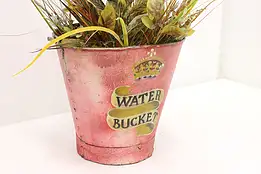 Farmhouse Antique Painted Iron Water Bucket, Planter, Royal #48686