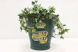Farmhouse Antique Painted Iron Water Bucket, Planter, Royal #49083