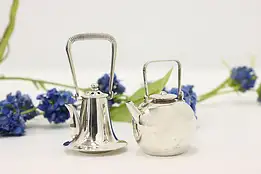 Pair of Vintage Sterling Tea Pot Salt & Pepper Shakers #48199