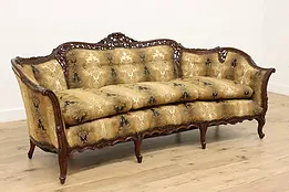 French Design Vintage Carved Birch Sofa or Couch, Flowers #48353
