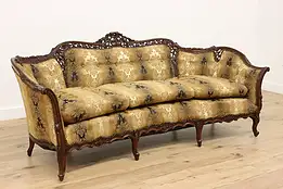 French Design Vintage Carved Birch Sofa or Couch, Flowers #48353