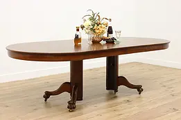 Victorian Carved Oak 44" Antique 8' Dining Table 4 Leaves #48766