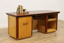 Midcentury Modern Design Office or Library Tiger Maple Desk #47868
