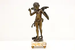 French Antique Cupid Sculpture on Marble Base after Moreau #48773