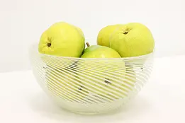 White Swirl Vintage Blown Glass Fruit or Centerpiece Bowl #48706