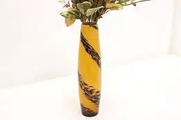 Yellow & Black Vintage Blown Art Glass Flower Vase #48761