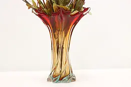 Murano Vintage Italian Red & Gold Art Glass Sculpture Vase #48808