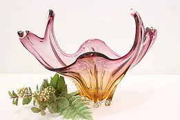 Pink & Gold Vintage Italian Murano Glass Sculpture Bowl #48823