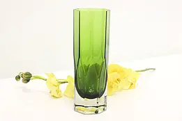 Midcentury Modern Vintage Blown Green Glass Vase Lindshammar #48831