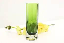 Midcentury Modern Vintage Blown Green Glass Vase Lindshammar #48831