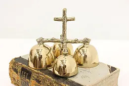 Victorian Design Vintage Cast Brass Altar Bells, Cross #47054
