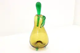 Czech Vintage Blown Art Glass Pear Sculpture, Karlov #48729