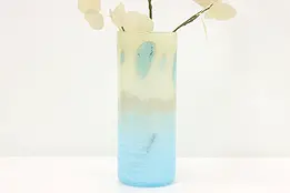 Blown Art Glass Vintage Blue & White Flower Vase #48791