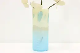 Blown Art Glass Vintage Blue & White Flower Vase #48791