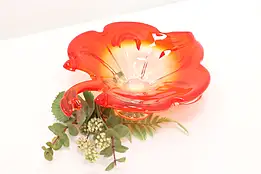 Murano Vintage Italian Red Art Glass Leaf Sculpture #48805