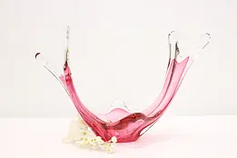 Italian Vintage Murano Pink Art Glass Centerpiece or Bowl #48832