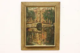 City & Canal Vintage Original Oil Painting Rappaport 29.5" #49028