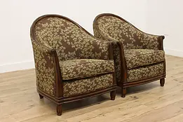 Pair of Traditional Vintage Walnut Living Room Chairs Ashley #48142