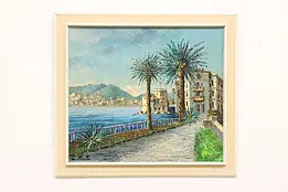 Rapallo Town Italy Vintage Original Painting Proietto 37.5" #49041