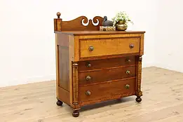 Empire 1840s Antique Cherry & Maple Chest or Dresser #49105