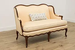 Country French Vintage Peach Upholstery Settee Sofa Henredon #49117