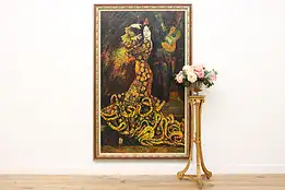 Spanish Flamenco Dancer Vintage Original Oil Painting 92.5" #49133