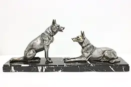 Art Deco Vintage German Shepherd Sculptures, Marble, Rochard #48740