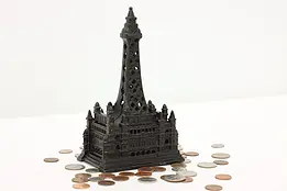 Painted Antique Cast Iron Tower Coin Bank #48847