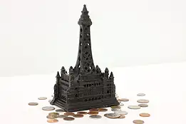 Painted Antique Cast Iron Tower Coin Bank #48847