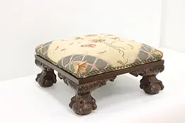 Georgian Design Vintage Upholstered Footstool, Flowers #49119