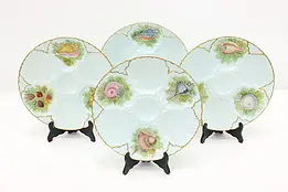 Set of 4 Vintage German Painted Oyster Plates, Bareuther #46739