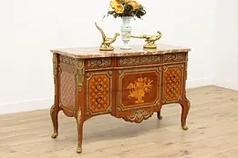 Spanish Vintage Marble Top & Marquetry Dresser or Console #49112