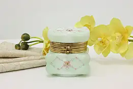 Victorian Antique Painted Flowers Jewelry Jar, Wave Crest #48319