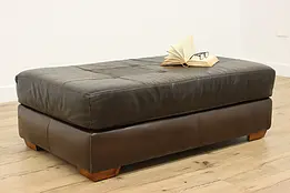 Traditional Checkered Leather Ottoman or Bench, USA Premium #47131