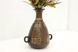 Indigenous Vintage Painted Pottery Vase, Birds, Signed #49211