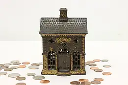 Victorian Antique Painted Cast Iron "Bank" Coin Bank #48862