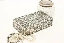 Silverplate Vintage Jewelry or Keepsake Box, Flowers #49248